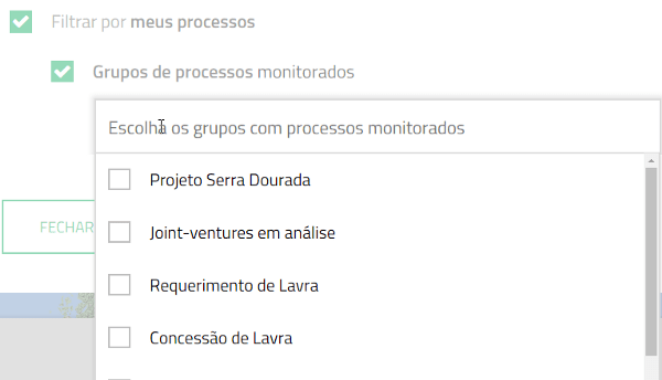 Filtro por grupos minerários