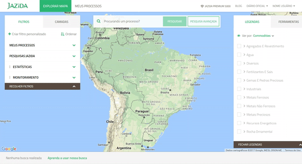 Meus processos monitorados em mapa