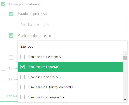 Filtro por localização