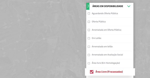 Como consultar as áreas livres (fracassadas)