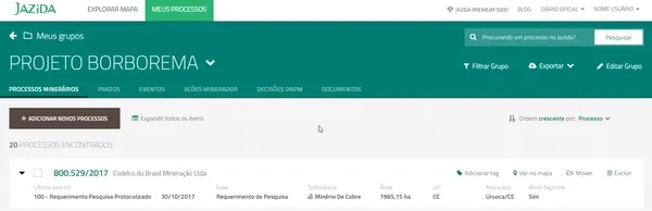 Organize seus processos por tags