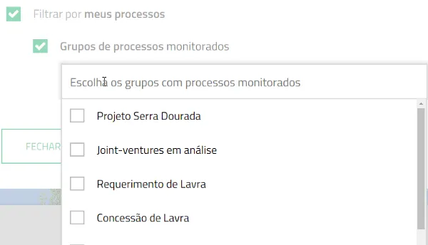 Filtro por grupos minerários