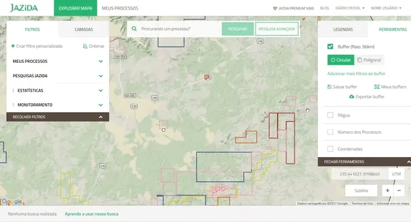 Número dos processos em mapa