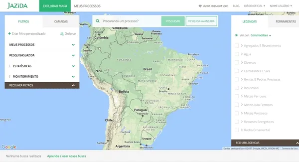 Meus processos monitorados em mapa