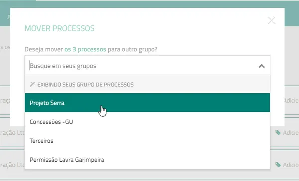 Mova seus processos de grupo