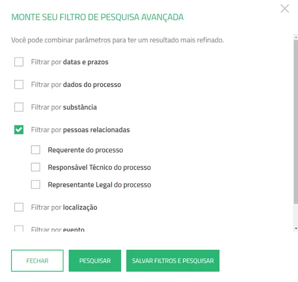 Filtro por pessoas relacionadas