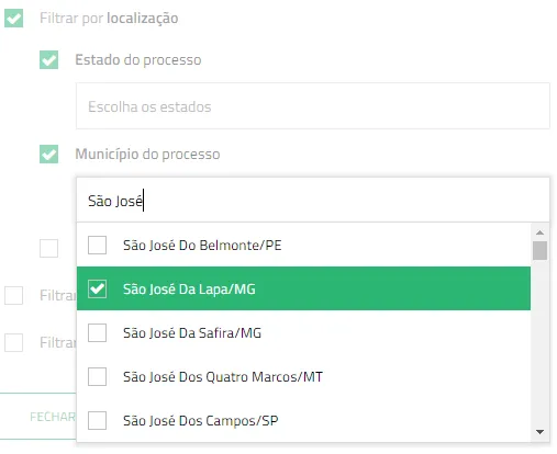 Filtro por localização