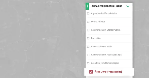 Como consultar as áreas livres (fracassadas)