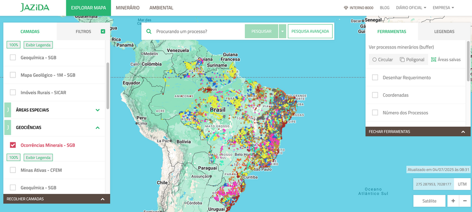 Como usar as camadas do Jazida para análises geológicas, ambientais e territoriais